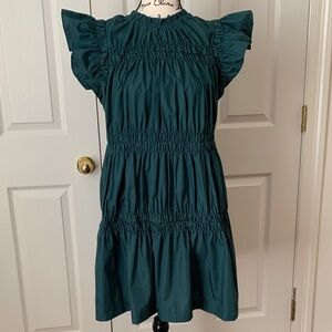 Entro Teal Ruffle Sleeve Dress